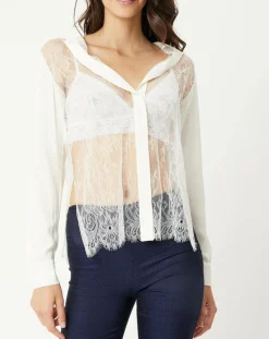 Sale La Perla Chemise Leisuring en dentelle ivoire