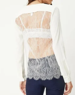 Sale La Perla Chemise Leisuring en dentelle ivoire