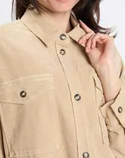 New Marc O'Polo Chemise longue Overshirt Loose beige