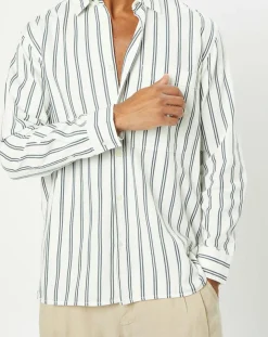 Marc O'Polo Chemise manches longues Rayée Poche blanc/noir