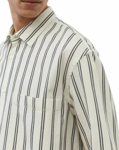 Marc O'Polo Chemise manches longues Rayée Poche blanc/noir