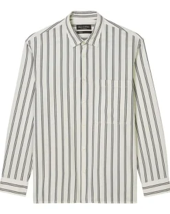 Marc O'Polo Chemise manches longues Rayée Poche blanc/noir