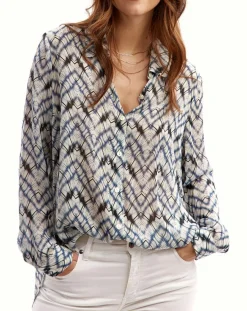 Femme Lauren Vidal Chemise Mia indigo/écru