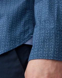 Outlet Marc O'Polo Chemise Micro Motif Velours bleu foncé