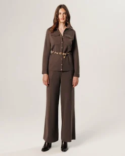 Sale Rodier Chemise Rachida poches poitrine marron havane