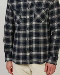 Hartford Chemise regular en Flanelle Pocket à carreaux gris/marine