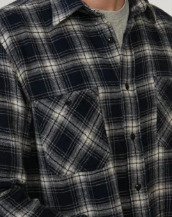 Hartford Chemise regular en Flanelle Pocket à carreaux gris/marine