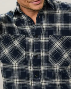 Hartford Chemise regular en Flanelle Pocket à carreaux gris/marine
