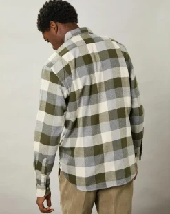 Discount Hartford Chemise regular en Flanelle Pocket à carreaux vert/naturel