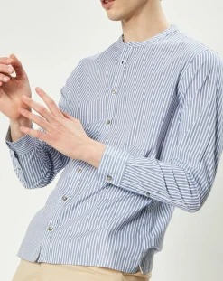 New Harris Wilson Chemise regular en Popeline Theotime rayée bleu/blanc