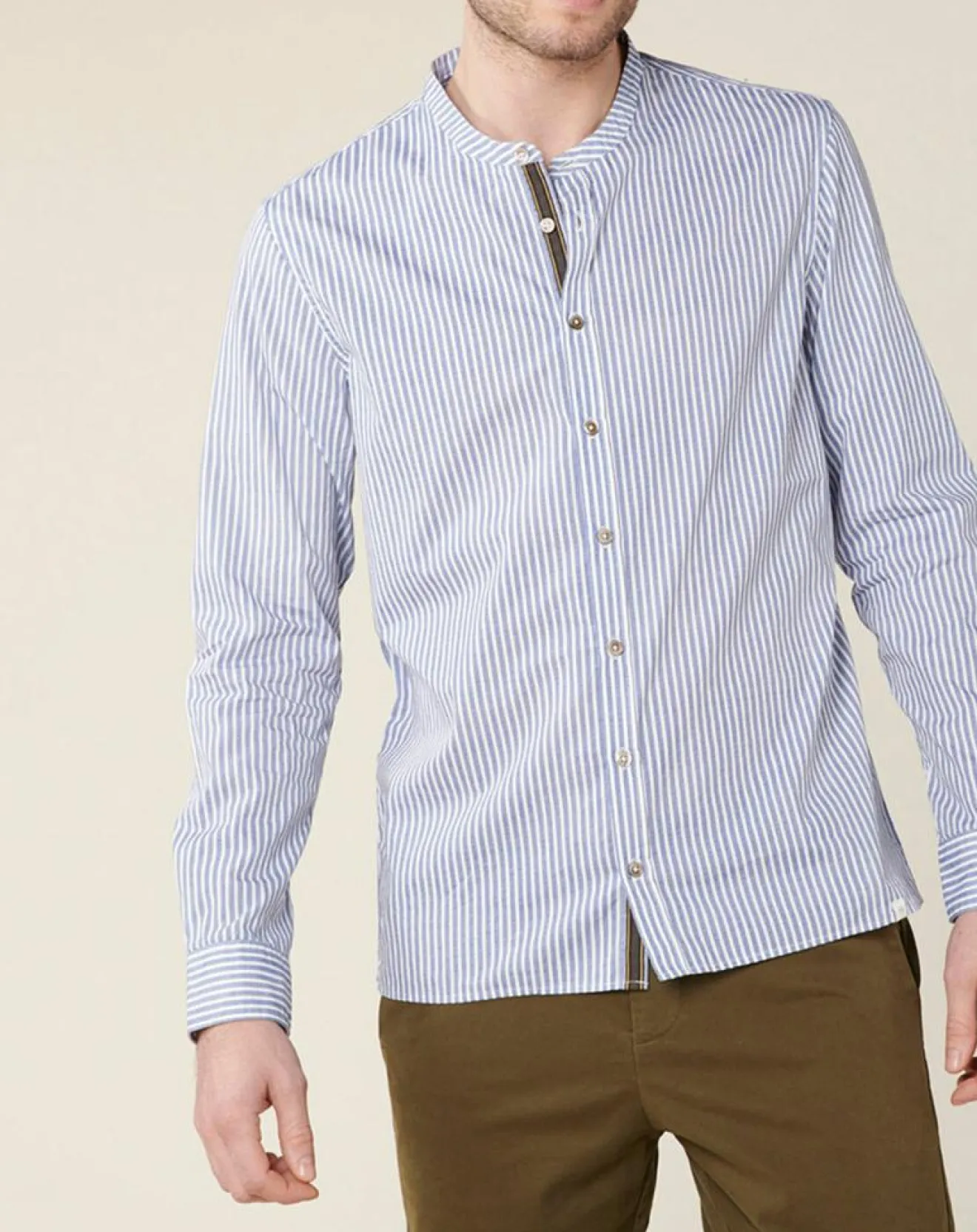 New Harris Wilson Chemise regular en Popeline Theotime rayée bleu/blanc