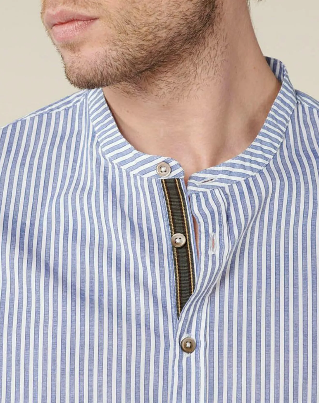 New Harris Wilson Chemise regular en Popeline Theotime rayée bleu/blanc