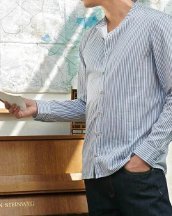 New Harris Wilson Chemise regular en Popeline Theotime rayée bleu/blanc