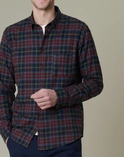 Homme Harris Wilson Chemise regular en Twill Dayan à carreaux cerise/vert