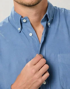 Hartford Chemise regular en Velours Milleraies Pitt Pat bleu nautique