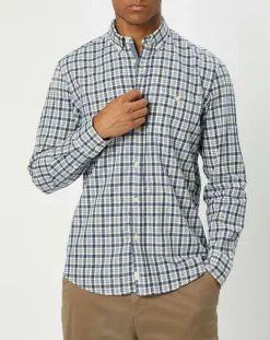 Homme Marc O'Polo Chemise regular fit à carreaux blanc/bleu