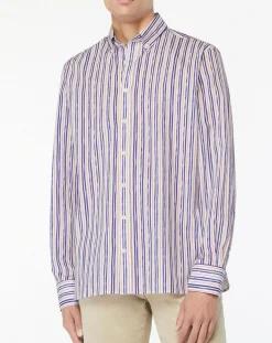 Hackett London Chemise Regular Fit à rayures bleu/rouge