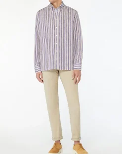 Hackett London Chemise Regular Fit à rayures bleu/rouge