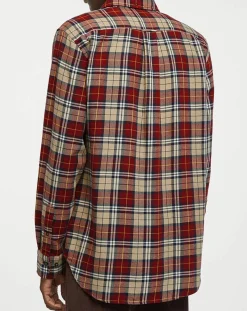 Homme Gant Chemise Regular Fit en Flanelle Bucheron rouge