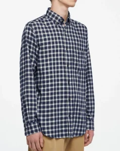 Online Gant Chemise Regular Fit en Flanelle Moy à carreaux bleu/gris