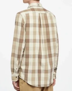 Homme Gant Chemise Regular Fit Moy à carreaux écru/marron