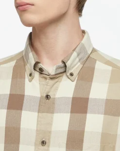 Homme Gant Chemise Regular Fit Moy à carreaux écru/marron