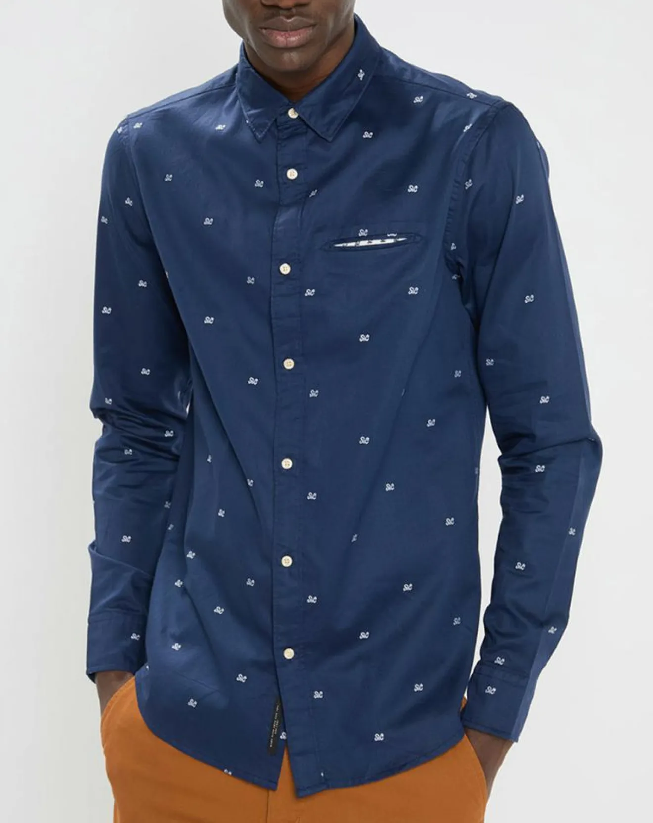 Homme Scotch & Soda Chemise Regular Fit Pocket imprimée bleu marine
