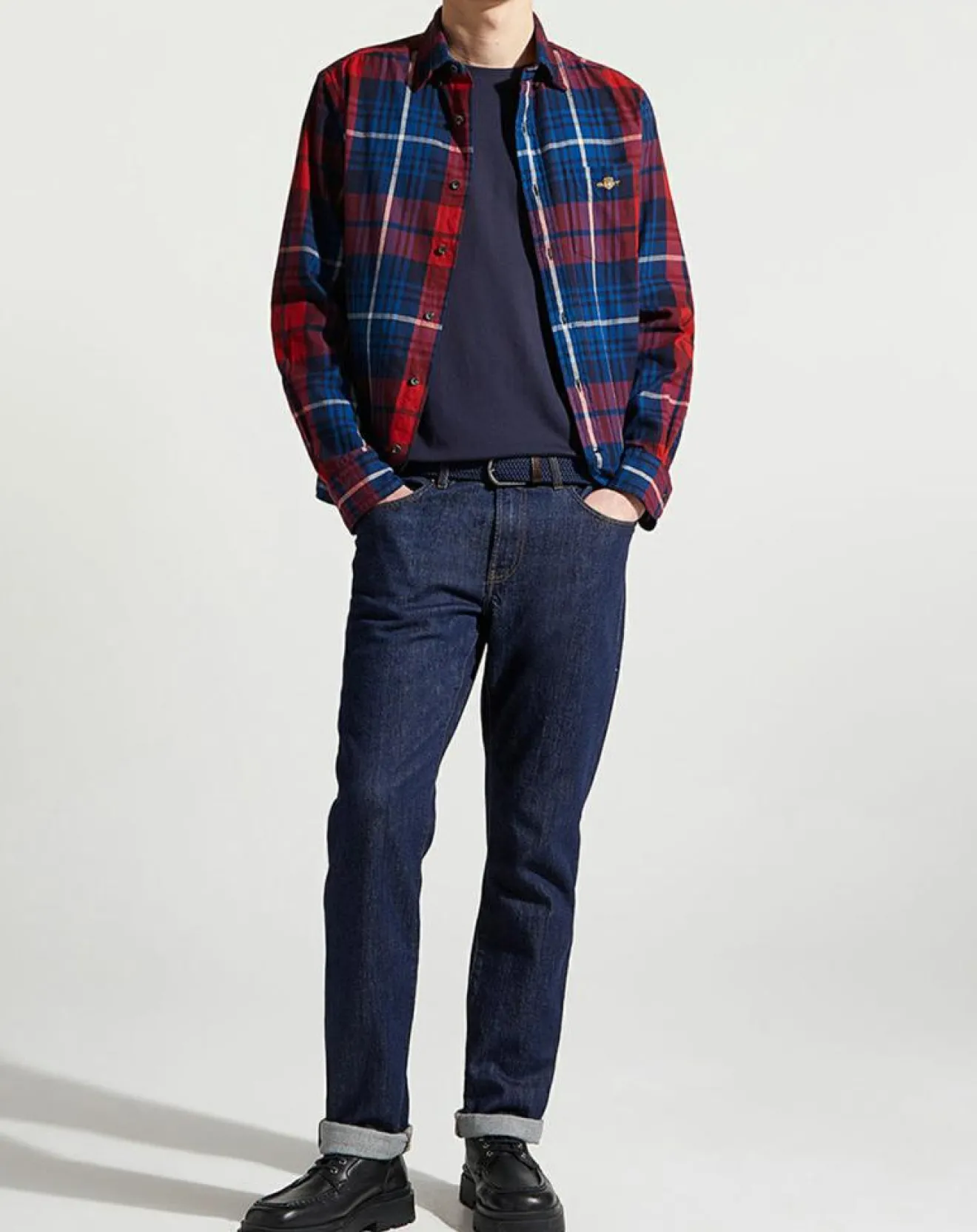 Homme Gant Chemise Regular Fit Tartan rouge/bleu