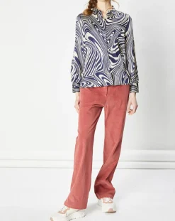 Sale La Petite Etoile Chemise satinée & imprimée Laora marine/beige