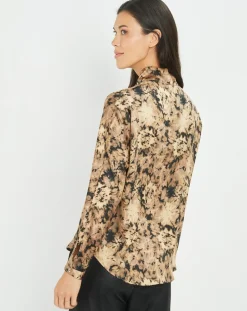 Femme Lauren Vidal Chemise satinée Store écorce dorée