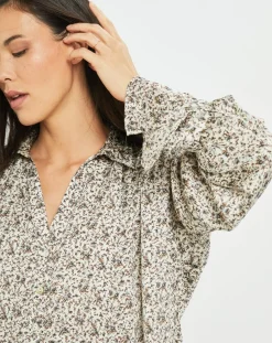 Clearance Lauren Vidal Chemise satinée Store liberty écru/multicolore