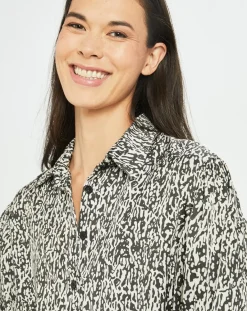 Femme Lauren Vidal Chemise satinée Vogue imprimée noir/écru