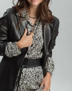 Femme Lauren Vidal Chemise satinée Vogue imprimée noir/écru