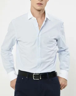 Homme Hackett London Chemise Slim Fit à fines rayures bleue