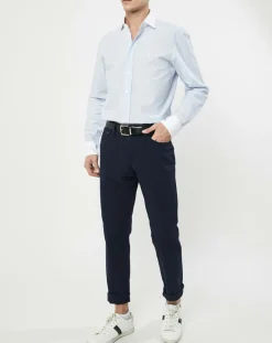 Homme Hackett London Chemise Slim Fit à fines rayures bleue