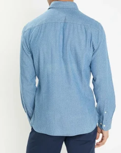 Homme Hackett London Chemise Slim Fit à imprimé géométrique bleue