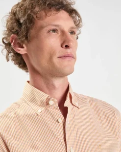 New Hackett London Chemise Slim Fit à micro carreaux jaune/blanc