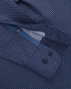Best Hackett London Chemise Slim Fit à micro imprimé géométrique bleue