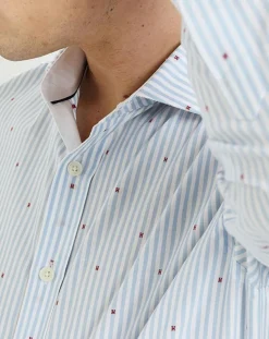 Discount Hackett London Chemise Slim Fit à rayures & points bleu clair