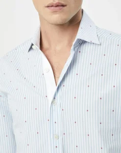 Discount Hackett London Chemise Slim Fit à rayures & points bleu clair