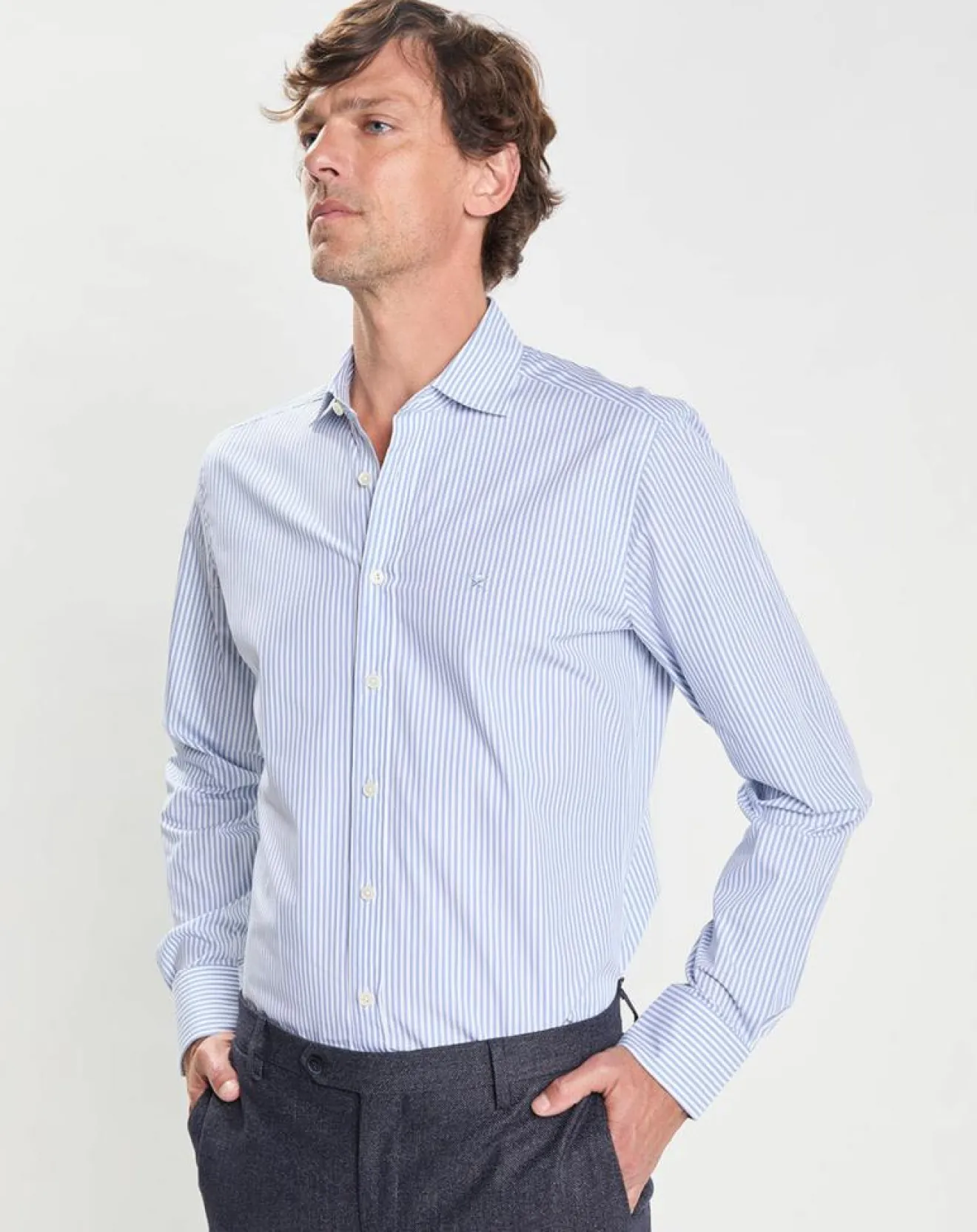Homme Hackett London Chemise Slim Fit à rayures bleu clair