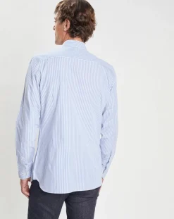 Homme Hackett London Chemise Slim Fit à rayures bleu clair