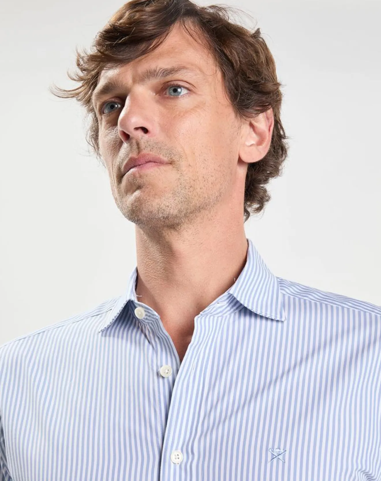 Homme Hackett London Chemise Slim Fit à rayures bleu clair