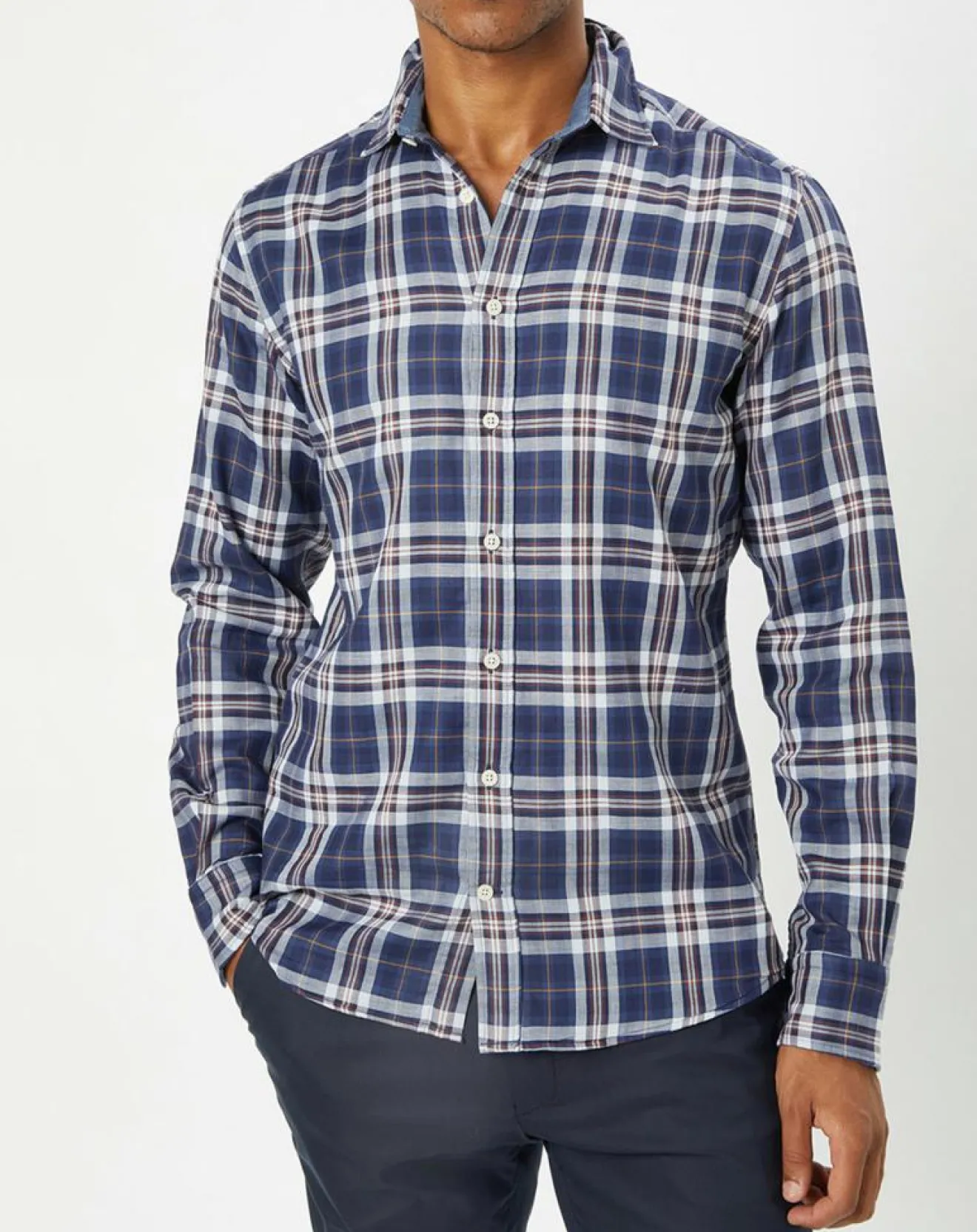 Best Hackett London Chemise Slim Fit Dark à carreaux bleue