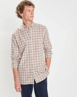 Homme Hackett London Chemise Slim Fit en Flanelle Vichy beige/multicolore