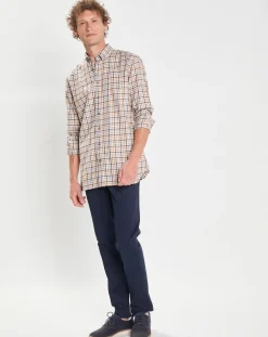 Homme Hackett London Chemise Slim Fit en Flanelle Vichy beige/multicolore