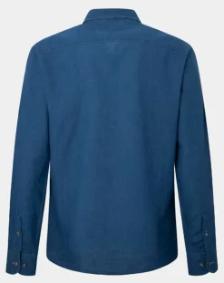 Clearance Hackett London Chemise Slim Fit en Lin & Coton Saharien bleu moyen