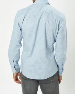 New Hackett London Chemise Slim Fit en Popeline imprimée floral bleu ciel