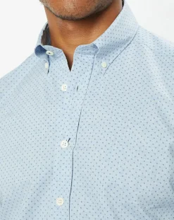 New Hackett London Chemise Slim Fit en Popeline imprimée floral bleu ciel