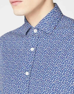 Homme Hackett London Chemise Slim Fit imprimée bleu foncé